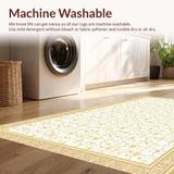 Ultra Soft Area Rug, Non Slip, Stain Resistant, Washable Area Rugs for Living Room, Bedroom, Rustic Textured Floral Embellishment(Beige)