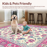 Ultra Soft Area Rug, Non Slip, Stain Resistant, Washable Area Rugs for Living Room, Bedroom, Transitional Vibrant Flower Design(Ivory)