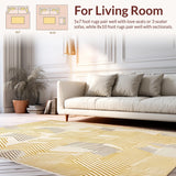 Ultra Soft Area Rug, Non Slip, Stain Resistant, Washable Area Rugs for Living Room, Bedroom, Cream & Beige Zigzag Area Rug(Gold)