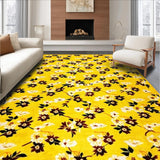 Ultra Soft Area Rug, Non Slip, Stain Resistant, Washable Area Rugs for Living Room, Bedroom, Lively Sunny Botanical Elegance(Yellow)
