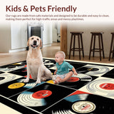 Ultra Soft Area Rug, Non Slip, Stain Resistant, Washable Area Rugs for Living Room, Bedroom, Vibrant Multi-Color Soundwave Aesthetic(Black)