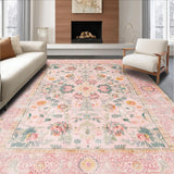 Ultra Soft Area Rug, Non Slip, Stain Resistant, Washable Area Rugs for Living Room, Bedroom, Trendy Soft Color Floral Design(Pink)