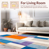 Ultra Soft Area Rug, Non Slip, Stain Resistant, Washable Area Rugs for Living Room, Bedroom, Modern Abstract Color Block Area with Artistic Flair(Blue)