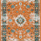 Ultra Soft Area Rug, Non Slip, Stain Resistant, Washable Area Rugs for Living Room, Bedroom, Chic Retro Floral Harmony(Orange)