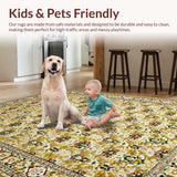 Ultra Soft Area Rug, Non Slip, Stain Resistant, Washable Area Rugs for Living Room, Bedroom, Rustic Earthy Floral Aesthetics(Beige)