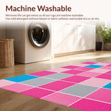 Ultra Soft Area Rug, Non Slip, Stain Resistant, Washable Area Rugs for Living Room, Bedroom, Vibrant Pastel Game Tile Visuals(Pink)