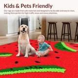 Ultra Soft Area Rug, Non Slip, Stain Resistant, Washable Area Rugs for Living Room, Bedroom, Lively Fruity Decor Style(Red)