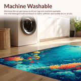 Ultra Soft Area Rug, Non Slip, Stain Resistant, Washable Area Rugs for Living Room, Bedroom, Underwater Adventure Kids Rug Featuring Colorful Sea Creatures Design(Blue)