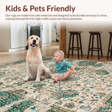 Ultra Soft Area Rug, Non Slip, Stain Resistant, Washable Area Rugs for Living Room, Bedroom, Earthy Vintage Botanical Motif(Beige)
