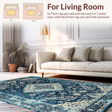 Ultra Soft Area Rug, Non Slip, Stain Resistant, Washable Area Rugs for Living Room, Bedroom, Chic Lattice Pattern in Blue Tones(Blue)