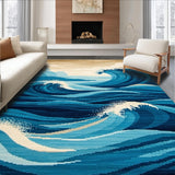 Ultra Soft Area Rug, Non Slip, Stain Resistant, Washable Area Rugs for Living Room, Bedroom, Stylish Aquatic Spiral Motif(Blue)
