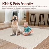 Ultra Soft Area Rug, Non Slip, Stain Resistant, Washable Area Rugs for Living Room, Bedroom, Elegant Natural Fiber Composition(Beige)