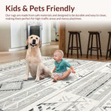 Ultra Soft Area Rug, Non Slip, Stain Resistant, Washable Area Rugs for Living Room, Bedroom, Rustic Earthy Tones with Lattice Design(Gray)