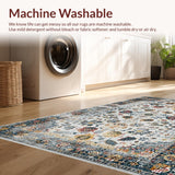 Ultra Soft Area Rug, Non Slip, Stain Resistant, Washable Area Rugs for Living Room, Bedroom, Artistic Ogee Floral Theme(Gray)