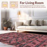 Ultra Soft Area Rug, Non Slip, Stain Resistant, Washable Area Rugs for Living Room, Bedroom, Cute Pink Ribbon and Cherry Bomb Rug Design(Pink)