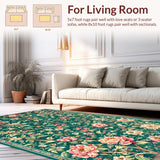 Ultra Soft Area Rug, Non Slip, Stain Resistant, Washable Area Rugs for Living Room, Bedroom, Serene Retro Trellis Motif(Green)