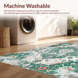 Ultra Soft Area Rug, Non Slip, Stain Resistant, Washable Area Rugs for Living Room, Bedroom, Chic Distressed Geometric Elements(White)