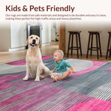 Ultra Soft Area Rug, Non Slip, Stain Resistant, Washable Area Rugs for Living Room, Bedroom, Contemporary Vibrant Geometric Motif(Gray)