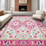 Ultra Soft Area Rug, Non Slip, Stain Resistant, Washable Area Rugs for Living Room, Bedroom, Feminine Elegant Floral Tapestry(White)