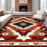 Ultra Soft Area Rug, Non Slip, Stain Resistant, Washable Area Rugs for Living Room, Bedroom, Vibrant Navajo Inspired Graphic Style(Red)