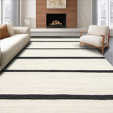 Ultra Soft Area Rug, Non Slip, Stain Resistant, Washable Area Rugs for Living Room, Bedroom, Sleek Transitional Striped Visual Appeal(Beige)