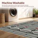 Ultra Soft Area Rug, Non Slip, Stain Resistant, Washable Area Rugs for Living Room, Bedroom, Rustic Tasseled Diamond Arrangement(Black)