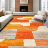 Ultra Soft Area Rug, Non Slip, Stain Resistant, Washable Area Rugs for Living Room, Bedroom, Abstract Half Moon Boho Bedroom Non Slip Rug(Orange)