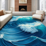 Ultra Soft Area Rug, Non Slip, Stain Resistant, Washable Area Rugs for Living Room, Bedroom, All-Season Waterproof Coastal Patio Welcome Mat(Blue)