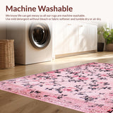 Ultra Soft Area Rug, Non Slip, Stain Resistant, Washable Area Rugs for Living Room, Bedroom, Stylish Fluffy Rose Design(Pink)