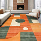 Ultra Soft Area Rug, Non Slip, Stain Resistant, Washable Area Rugs for Living Room, Bedroom, Vibrant Abstract Curvilinear Design(Orange)