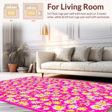 Ultra Soft Area Rug, Non Slip, Stain Resistant, Washable Area Rugs for Living Room, Bedroom, Cheerful Garden-Inspired Decor(Pink)
