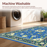 Ultra Soft Area Rug, Non Slip, Stain Resistant, Washable Area Rugs for Living Room, Bedroom, Rustic Cream and Blue Motif(Blue)