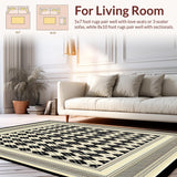 Ultra Soft Area Rug, Non Slip, Stain Resistant, Washable Area Rugs for Living Room, Bedroom, Diamond Area(Black)