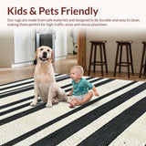 Ultra Soft Area Rug, Non Slip, Stain Resistant, Washable Area Rugs for Living Room, Bedroom, Modern Berber Stripe Farmhouse Living Room Rug(Black)