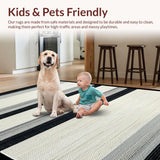 Ultra Soft Area Rug, Non Slip, Stain Resistant, Washable Area Rugs for Living Room, Bedroom, Coastal Stripe Corridor Rug: Textured Black and White Pattern(Gray)