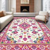 Ultra Soft Area Rug, Non Slip, Stain Resistant, Washable Area Rugs for Living Room, Bedroom, Trendy Rustic Diamond Design(Ivory)