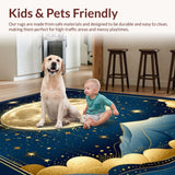 Ultra Soft Area Rug, Non Slip, Stain Resistant, Washable Area Rugs for Living Room, Bedroom, Vibrant Cosmic Swirl Aesthetic(Gold)