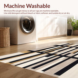 Ultra Soft Area Rug, Non Slip, Stain Resistant, Washable Area Rugs for Living Room, Bedroom, Modern Minimalist Black and Beige Area Featuring Abstract Cross Designs(Beige)