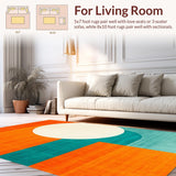 Ultra Soft Area Rug, Non Slip, Stain Resistant, Washable Area Rugs for Living Room, Bedroom, Vibrant Teal Orange Fusion(Orange)