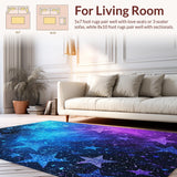 Ultra Soft Area Rug, Non Slip, Stain Resistant, Washable Area Rugs for Living Room, Bedroom, Shaggy Ombre Glitter Star Bedroom Rug(Purple)