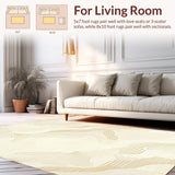 Ultra Soft Area Rug, Non Slip, Stain Resistant, Washable Area Rugs for Living Room, Bedroom, Rustic Modernist Organic Shapes(Beige)