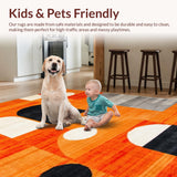 Ultra Soft Area Rug, Non Slip, Stain Resistant, Washable Area Rugs for Living Room, Bedroom, Chic Mid-Century Modern Artistry(Orange)