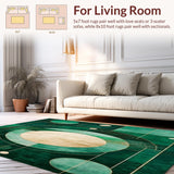 Ultra Soft Area Rug, Non Slip, Stain Resistant, Washable Area Rugs for Living Room, Bedroom, Modern Geometric Circles(Green)