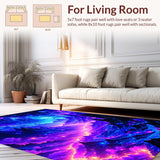 Ultra Soft Area Rug, Non Slip, Stain Resistant, Washable Area Rugs for Living Room, Bedroom, Dynamic Colorful Stellar Patterns(Purple)