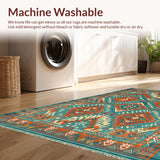 Ultra Soft Area Rug, Non Slip, Stain Resistant, Washable Area Rugs for Living Room, Bedroom, Eclectic Ethnic Geometric Tapestry(Orange)