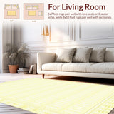 Ultra Soft Area Rug, Non Slip, Stain Resistant, Washable Area Rugs for Living Room, Bedroom, Joon Scallop Ivory & Beige Classic Striped(Yellow)