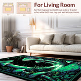 Ultra Soft Area Rug, Non Slip, Stain Resistant, Washable Area Rugs for Living Room, Bedroom, Soft Retro Nature Inspired Design(Green)