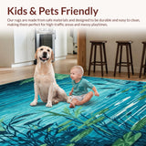 Ultra Soft Area Rug, Non Slip, Stain Resistant, Washable Area Rugs for Living Room, Bedroom, Serene Nature-Inspired Motif(Blue)