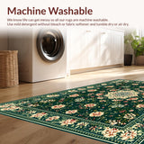 Ultra Soft Area Rug, Non Slip, Stain Resistant, Washable Area Rugs for Living Room, Bedroom, Retro Boho Medallion Living Room Non-Slip Carpet(Green)