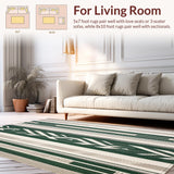 Ultra Soft Area Rug, Non Slip, Stain Resistant, Washable Area Rugs for Living Room, Bedroom, Low Pile Area with Beige and Green Boho Chevron(Green)